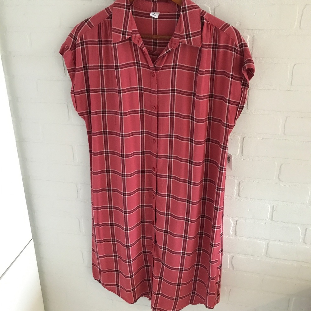 NWOT - Old Navy Grunge Plaid Shirt Dress Women Size M